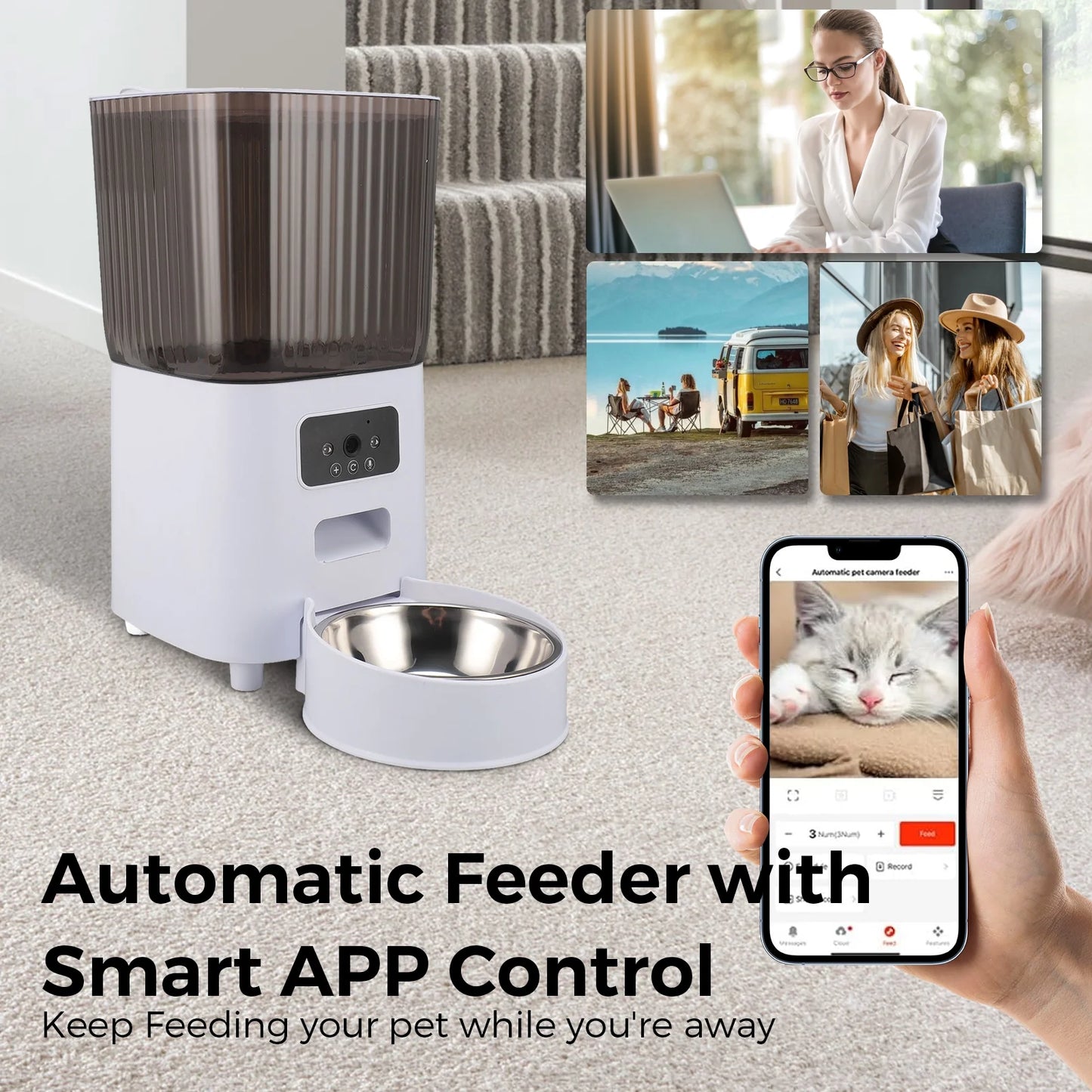 Comedero Automático para Perros y Gatos de 5 L con Cámara