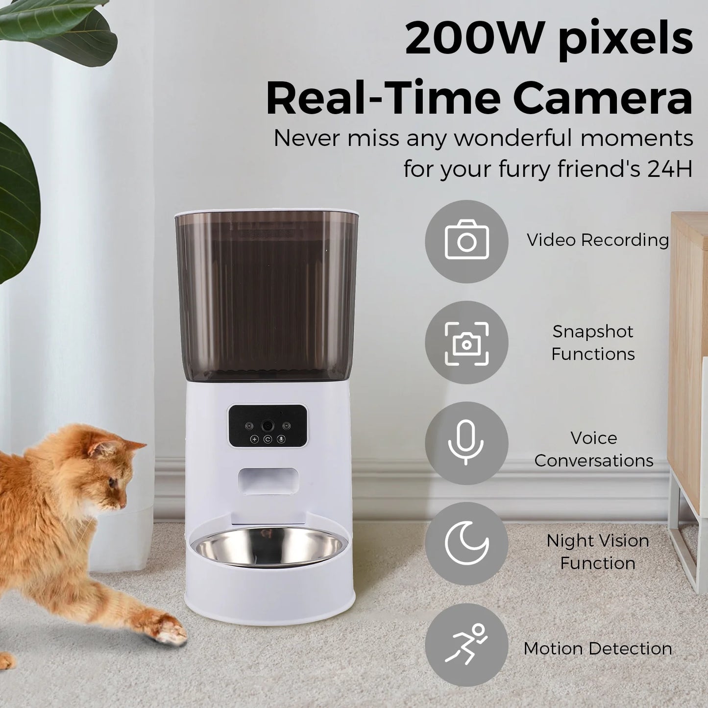 Comedero Automático para Perros y Gatos de 5 L con Cámara