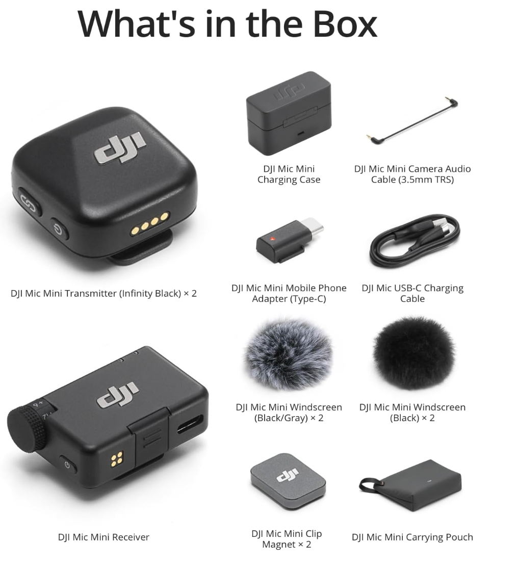 Set DJI Mic Mini 2 TX + 1 RX + Estuche De Carga Ultraligero