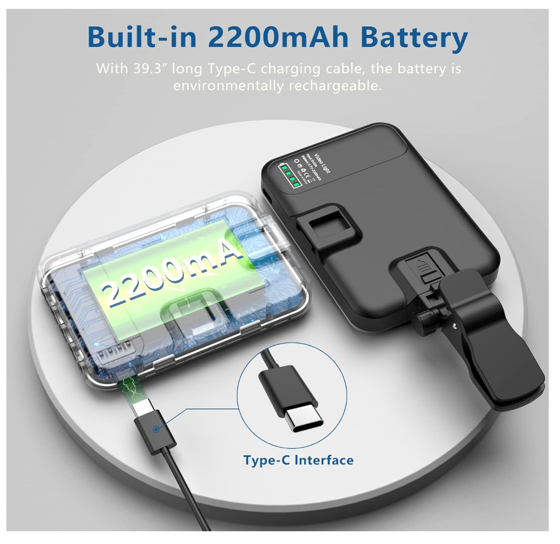 60 LED Portátil Iluminación Clip y Cámara Trípode Adaptador Recargable 2200mAh