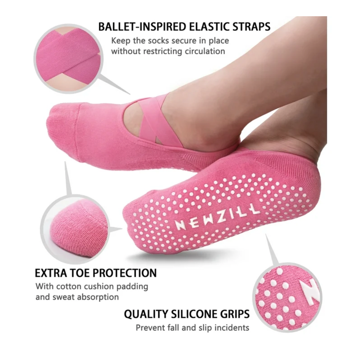 Calcetines Yoga Antideslizantes Mujer - Pack x3