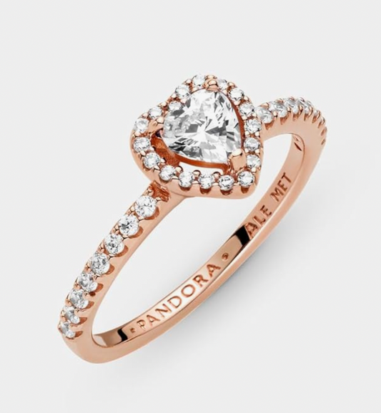 Anillo de corazón elevado brillante Oro rosa -Pandora