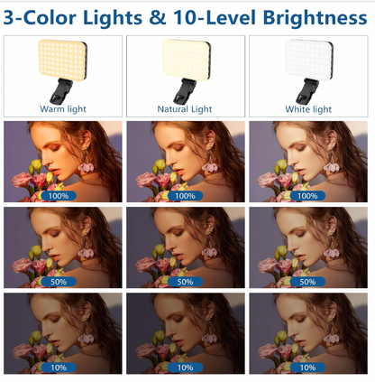 60 LED Portátil Iluminación Clip y Cámara Trípode Adaptador Recargable 2200mAh