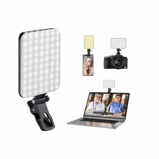 60 LED Portátil Iluminación Clip y Cámara Trípode Adaptador Recargable 2200mAh
