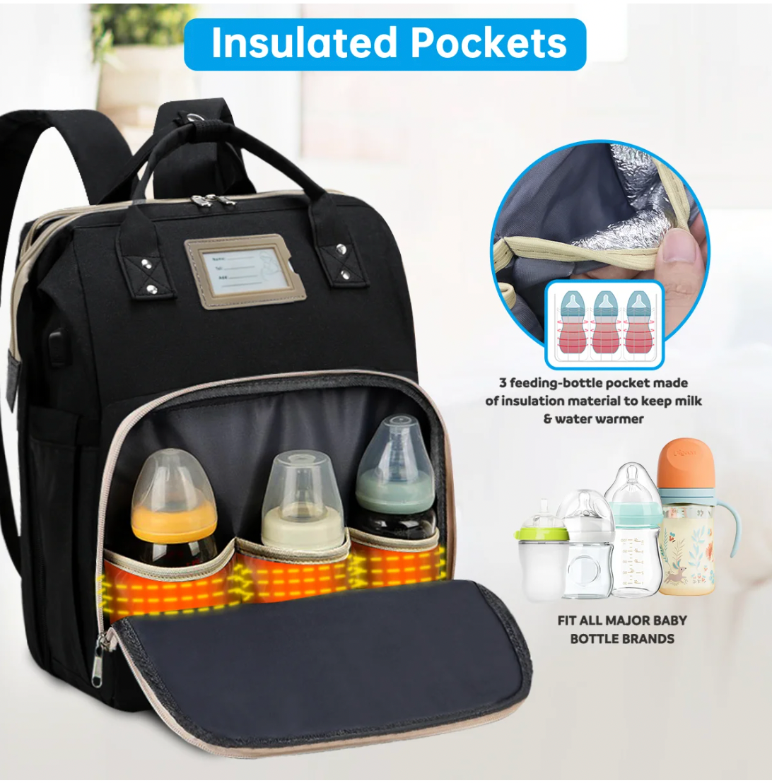 Bolso Cambiador Multifuncional para Bebé con Catre Plegable