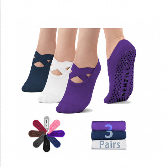 Calcetines Yoga Antideslizantes Mujer - Pack x3