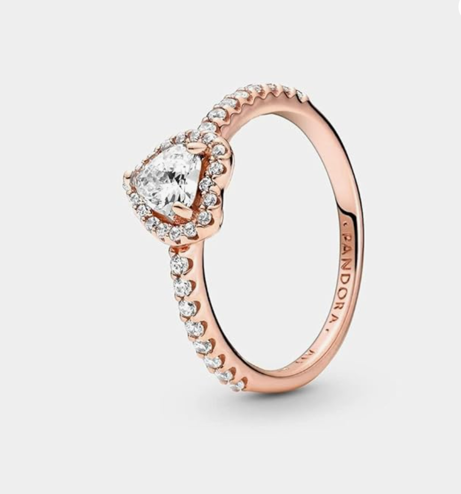 Anillo de corazón elevado brillante Oro rosa -Pandora