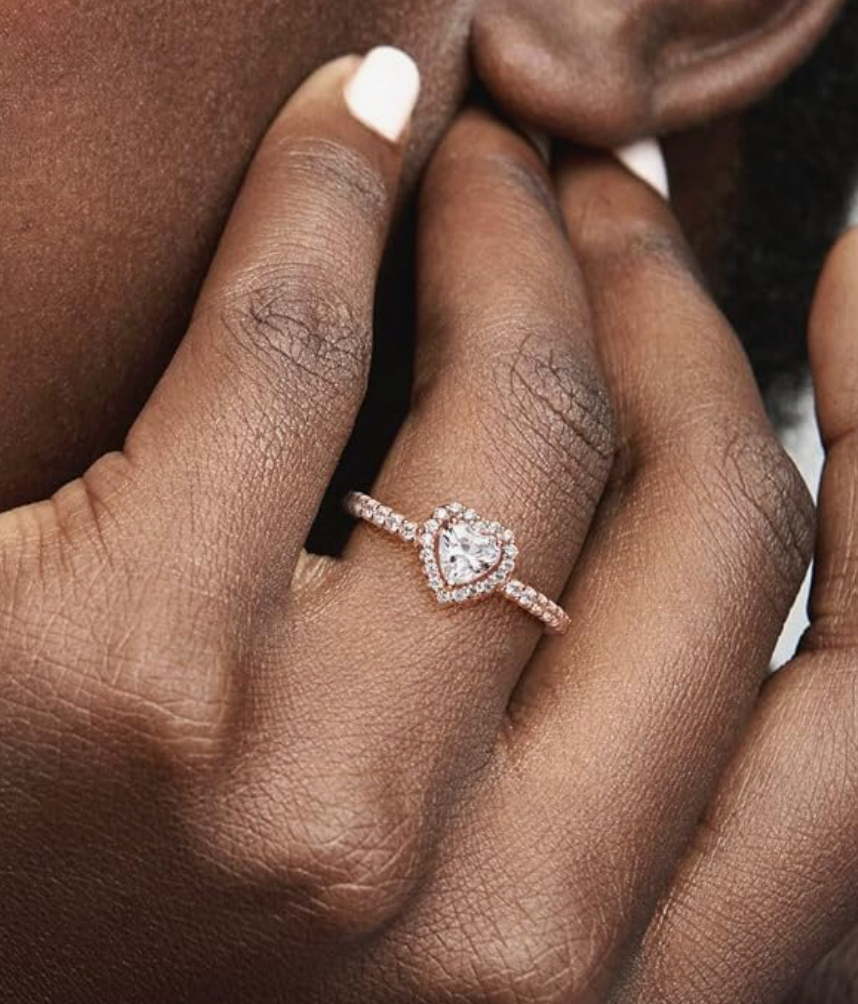 Anillo de corazón elevado brillante Oro rosa -Pandora